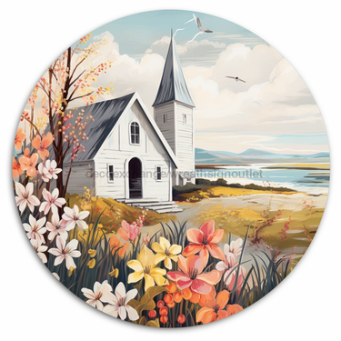 Church Sign Spring Dco-00866 For Wreath 10 Round Metal